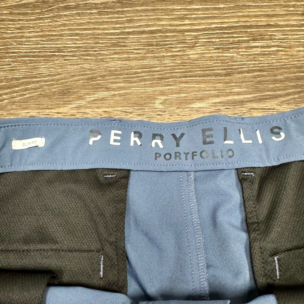 Perry Ellis Portfolio Slim Fit Blue Dress Pants 34x32 Stretch - Picture 3 of 4